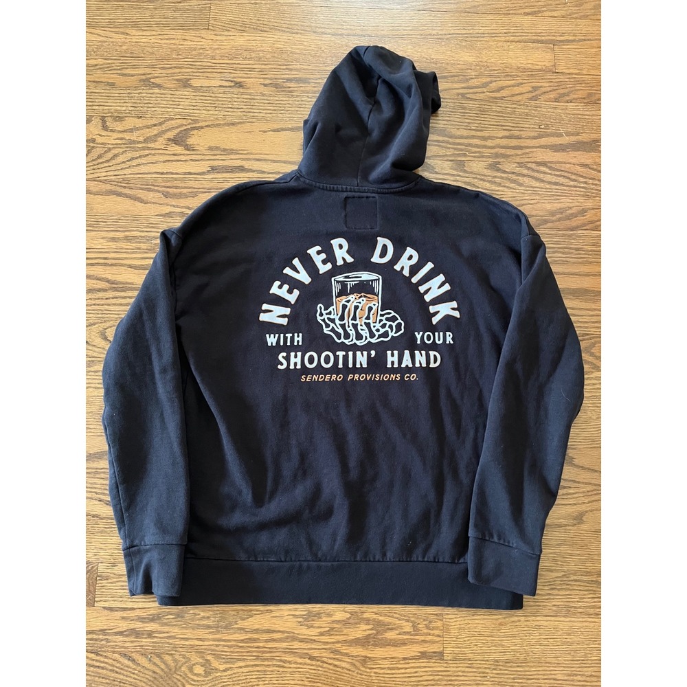 Sendero Provisions Shootin Hand Graphic Hoodie Black Mens Small Western Pullover
